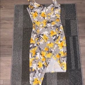 Yellow Grey and White Tight dress